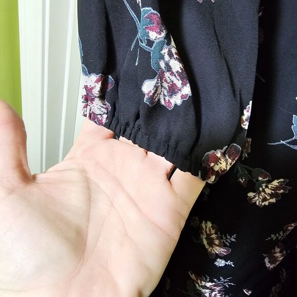 June & Hudson Dark Floral Print Prairie Dress Size Large Whimsygoth - Picture 3 of 11